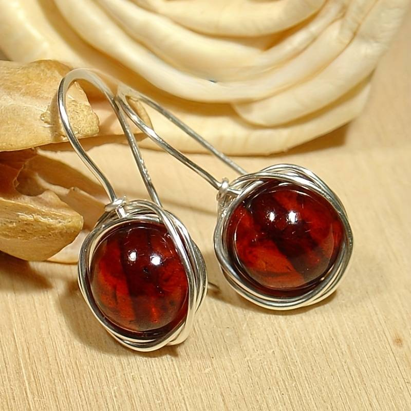 Vintage Red Bright Stone Earrings