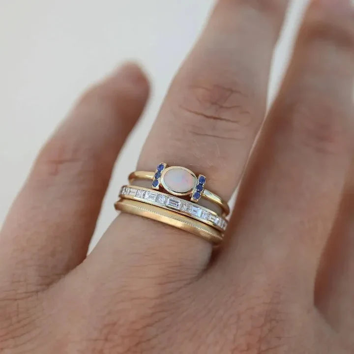 Vintage Golden Opal Rings Set