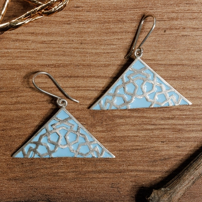 Vintage Blue Triangle Earrings