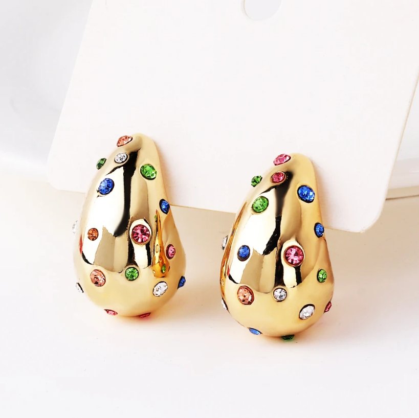 Vintage Colorful Zirconia Drop Earrings