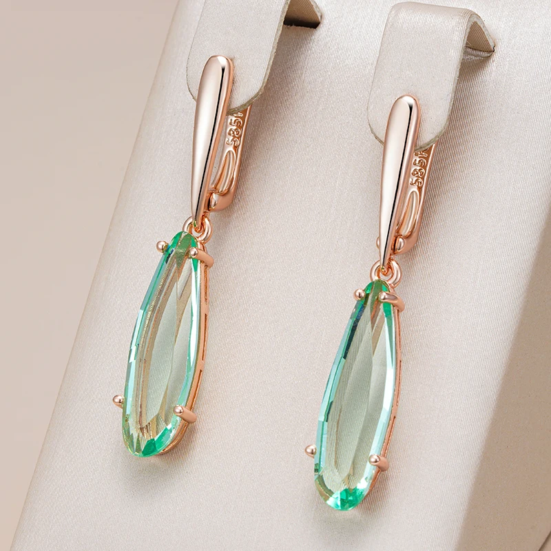 Elegant Green Dangling Glass Earrings