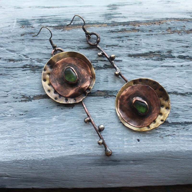 Vintage Rounded Faded Brown Earrings