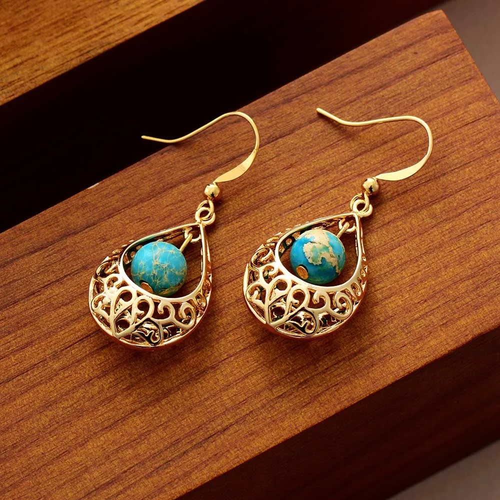 Vintage Hollow Gold Drop Earth Earrings