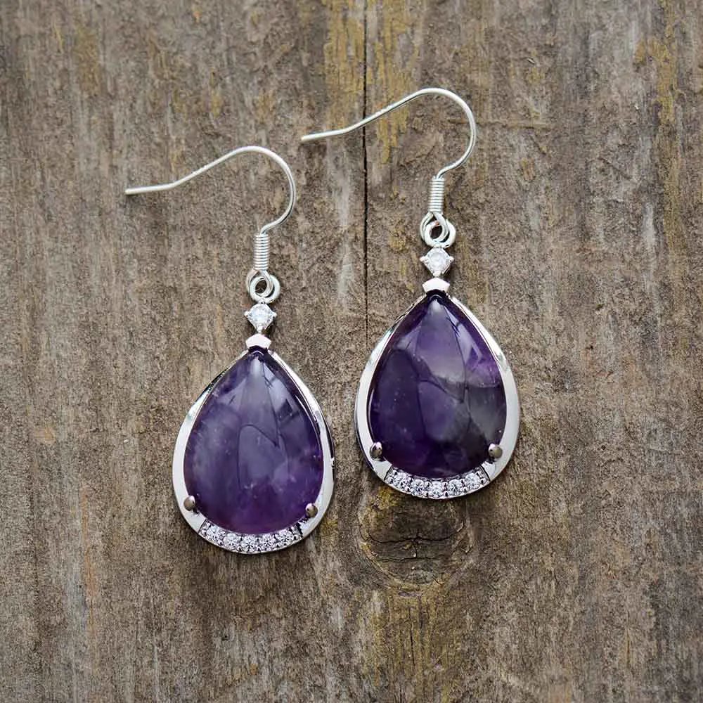 Vintage Purple Crystal Drop Earrings