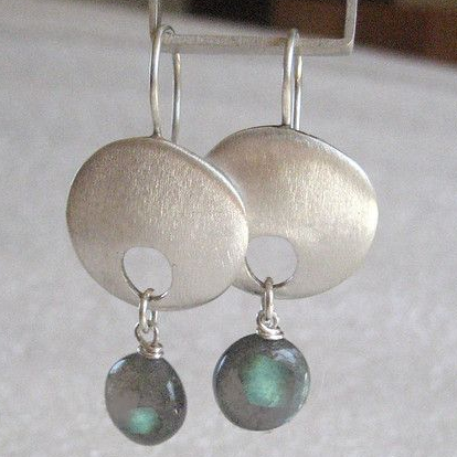 Vintage Blue Stone & Silver Plated Earrings