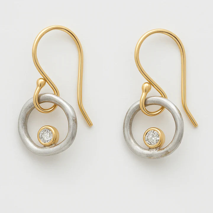 Vintage Gold & Silver Zirconia Earrings
