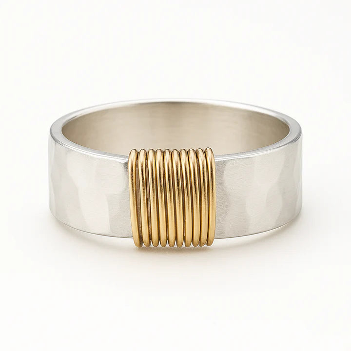 Vintage Golden Threads Silver Ring