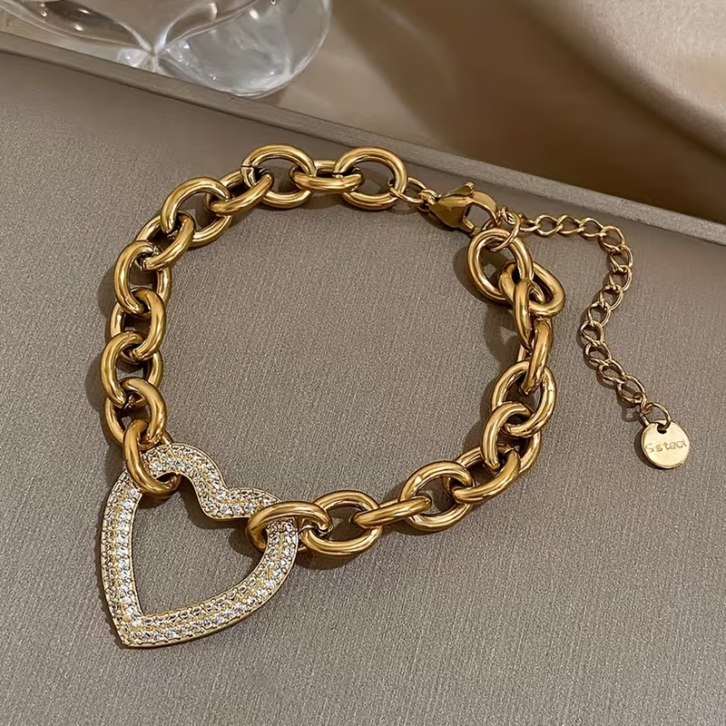 Golden Chain Heart Bracelet