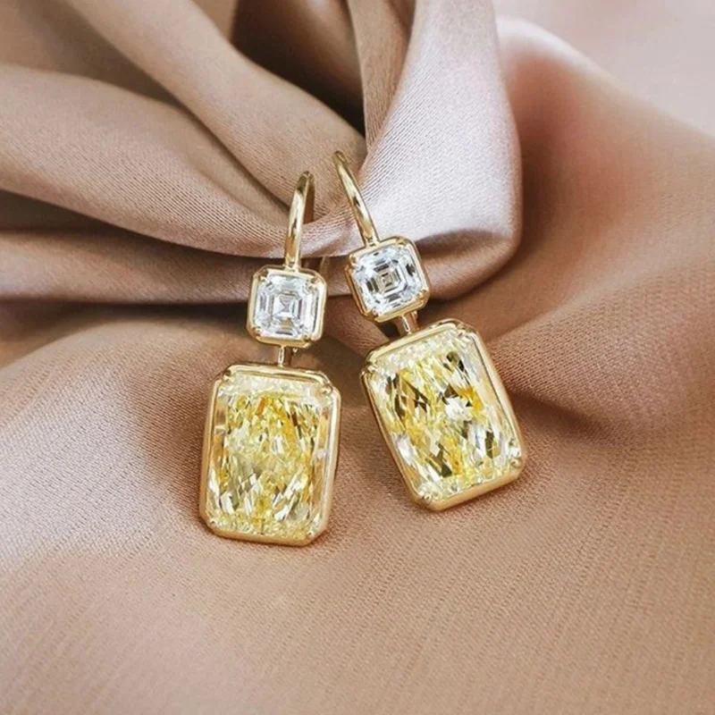 Elegant Yellow Glass Earrings