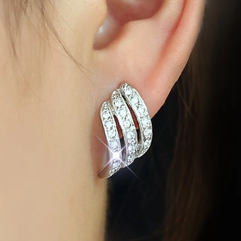 Elegant Bright Silver Earrings