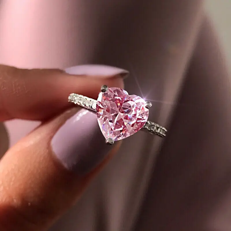 Elegant Pink Heart Ring