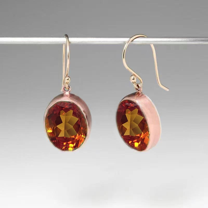 Vintage Inlaid Garnet Glass Earrings