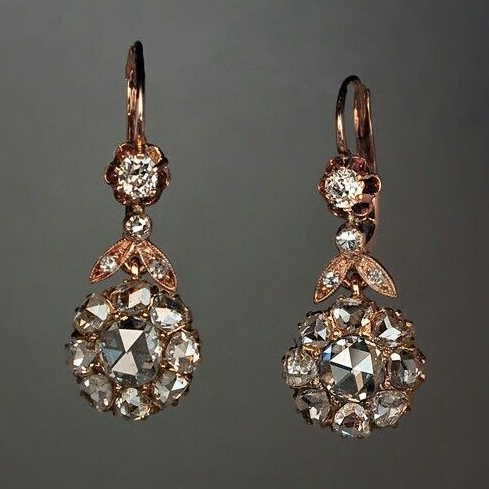 Vintage Dangling Bronze Zirconia Earrings