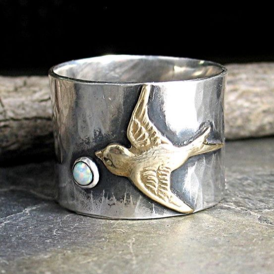 Vintage Hummingbird Silver Ring