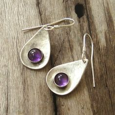 Vintage Silver Purple Drop Earrings