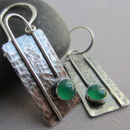 Vintage Silver Green Earrings