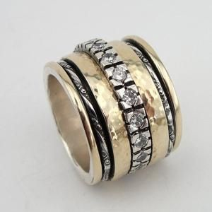 Vintage Gold Plated & Zirconia Thick Ring