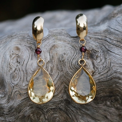 Vintage Glass Drop Gold Earrings