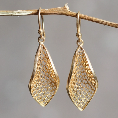 Vintage Drop Golden Mesh Earrings