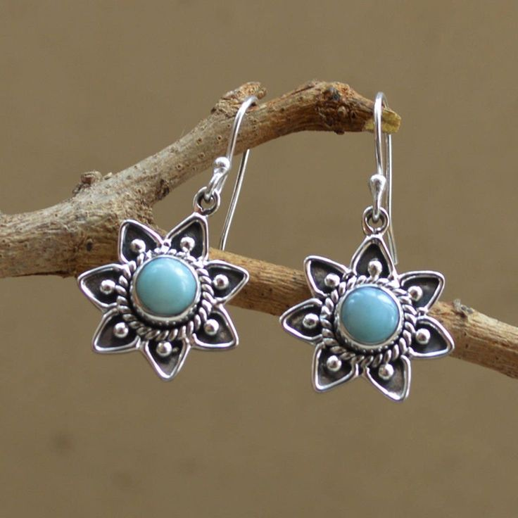 Vintage Blue Stone Mandala Earrings