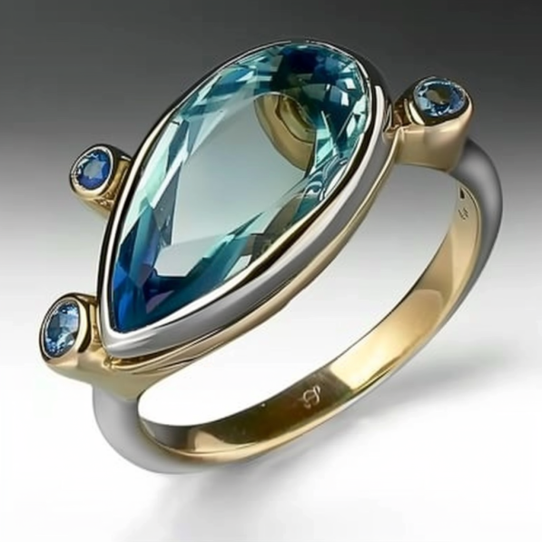 Vintage Oval Blue Glass Ring