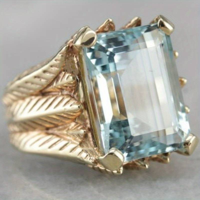 Vintage Blue Glass Golden Ring