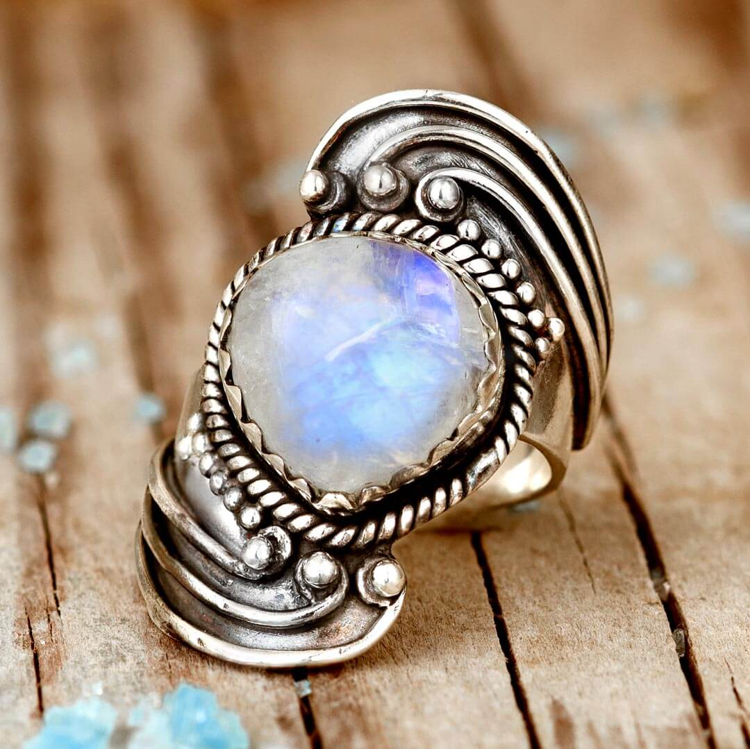 Vintage Moonstone Spiral Ring