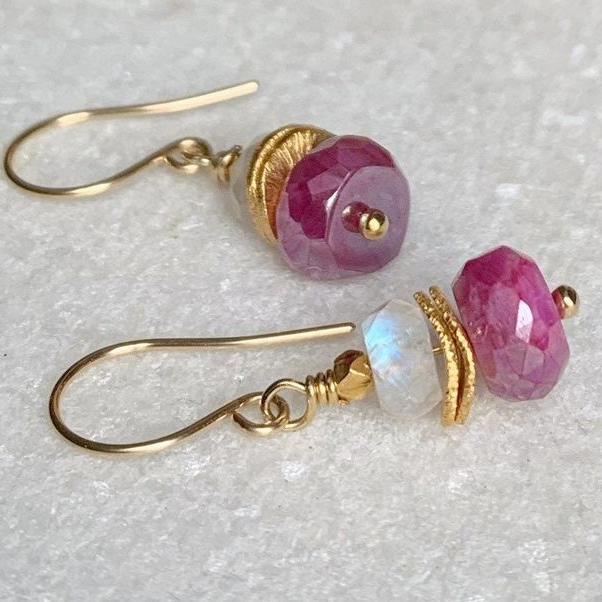 Vintage Pink & White Stone Earrings