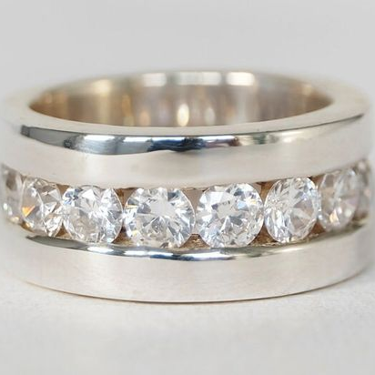 Vintage Zirconia Belt Silver Ring