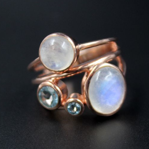 Vintage Moonstone Rose Gold Ring