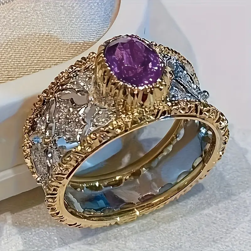 Vintage Bright Purple Zirconia Ring