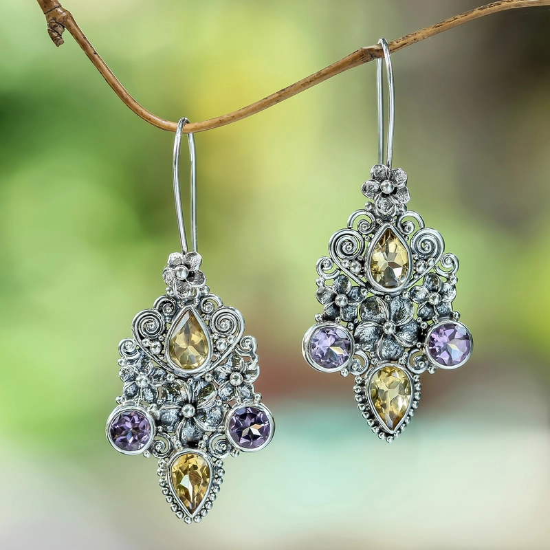 Vintage Crystal Flower Earrings