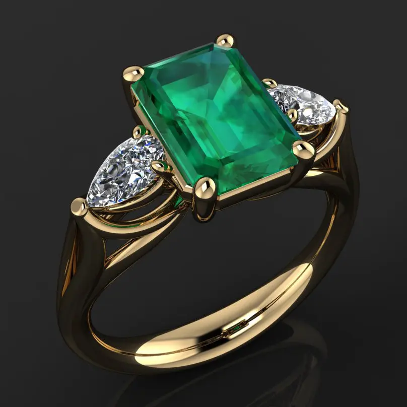 Vintage Gold Green Crystal Ring