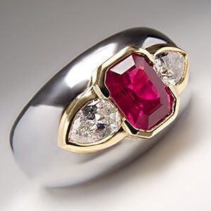 Vintage Red Crystal Zirconia Ring