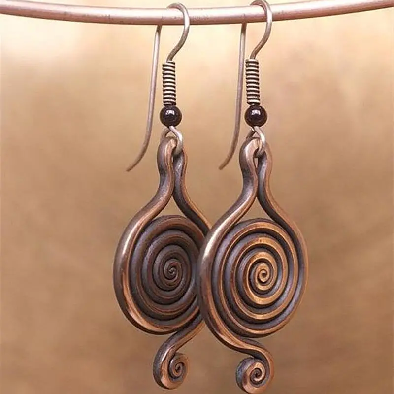 Vintage Bronze Spiral Earrings