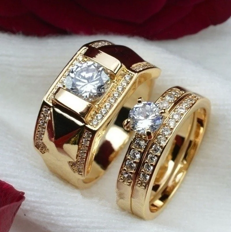 Vintage Couple Bright Gold Rings