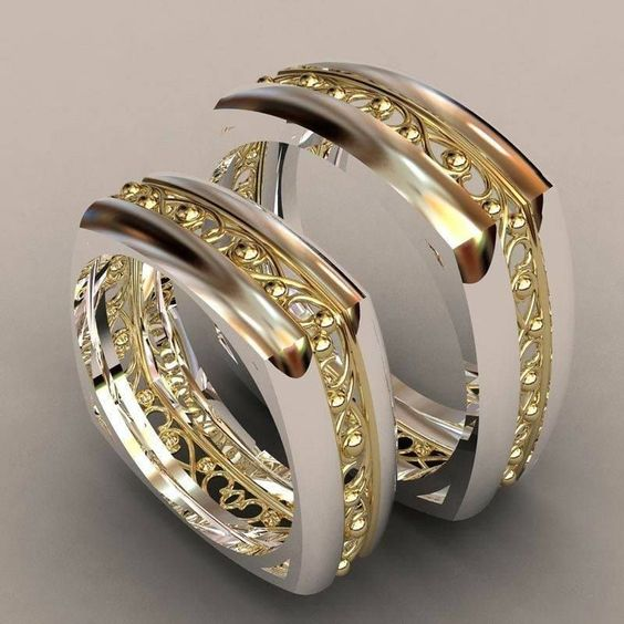 Vintage Zirconia Gold & Silver Ring Set