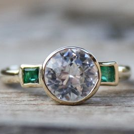 Vintage Zirconia & Green Crystal Ring