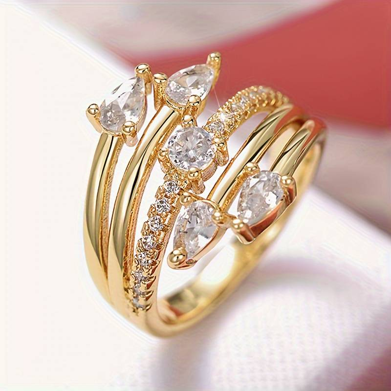 Vintage Sparkling Open Layered Ring