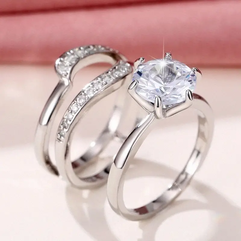 Vintage Silver Zirconia Ring Set