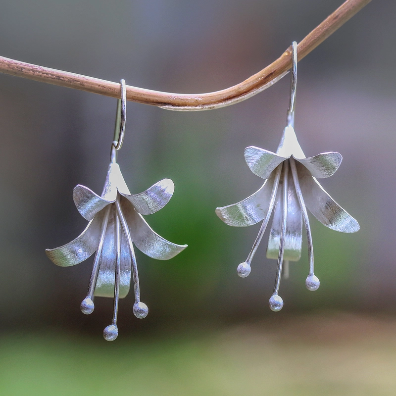 Vintage Silver Open Lotus Earrings