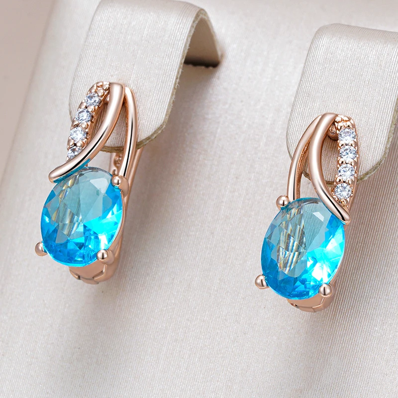 Elegant Blue Rounded Glass Earrings