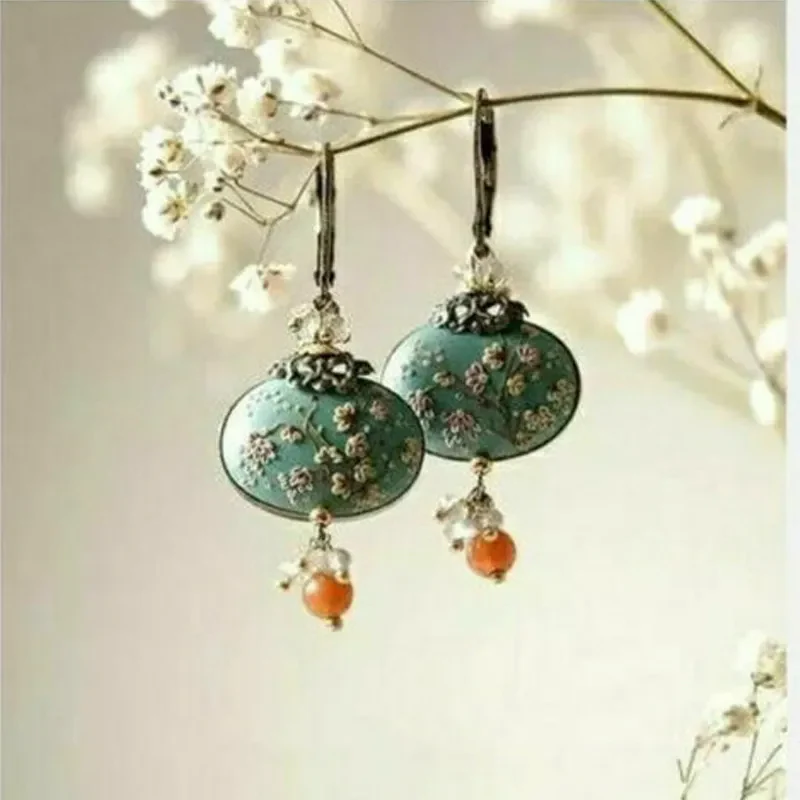 Vintage Green Blossom Earrings