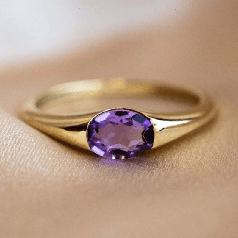 Vintage Purple Crystal Gold Ring