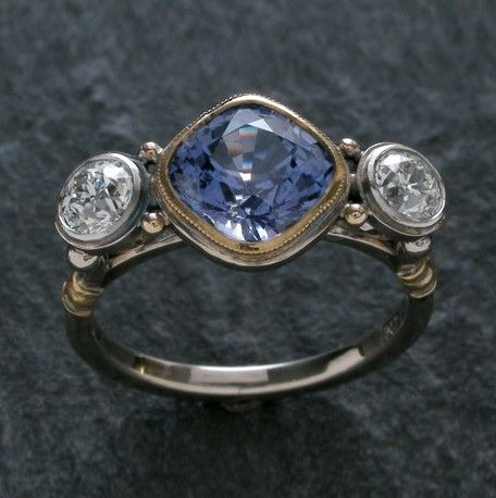 Vintage Blue Glass Crystal Ring