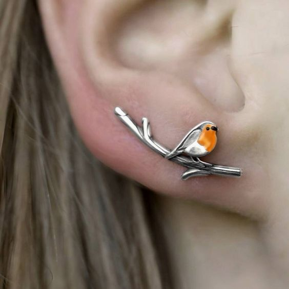 Vintage Birdie Silver Earrings