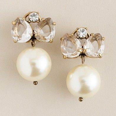 Vintage Crystal Bow Tie Pearl Earrings