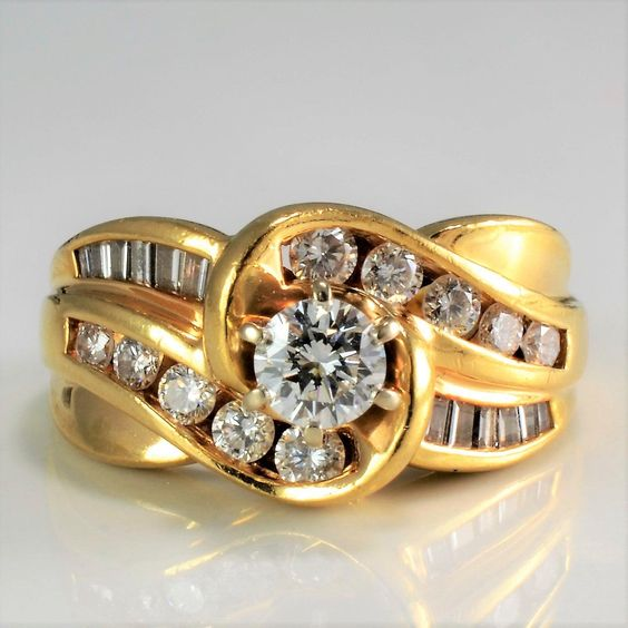 Vintage Spiral Zirconia Gold Ring