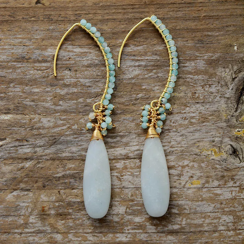 Vintage Dangling White Stone Earrings