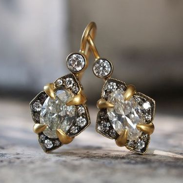 Vintage Crystal Gold Earrings